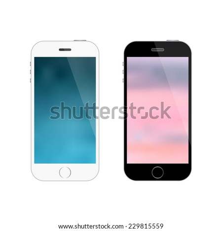 Mobile phone smartphone collection on white background. Vector illustration.