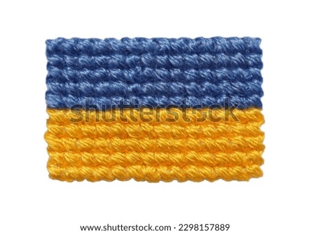 Cross-Stitched Ukrainian Flag Isolated On White Background