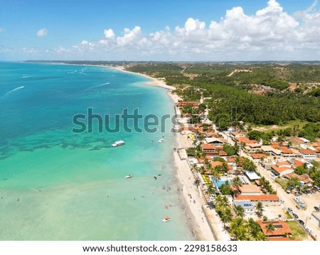 Aerial photo of the Caminho de Moisés on Barra Grande beach in the city of Maragogi, Alagoas, Brazil Royalty-Free Stock Photo #2298158633