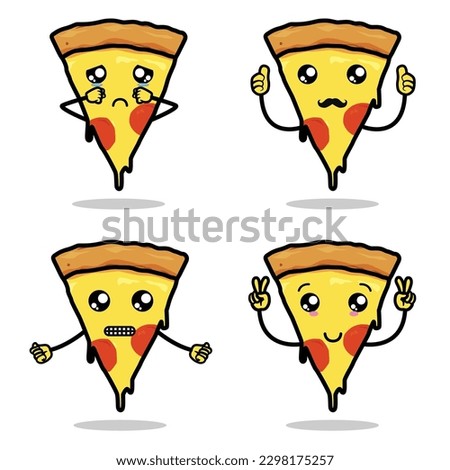 Cute pizza slice character mascot illustration