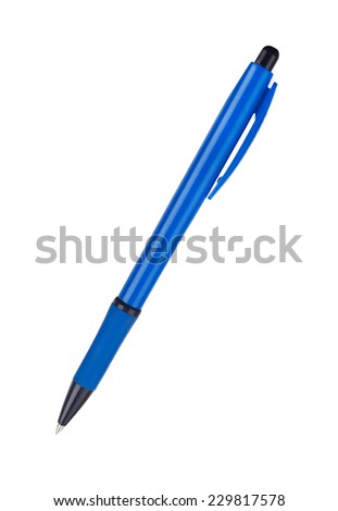 Blue pen isolated on white