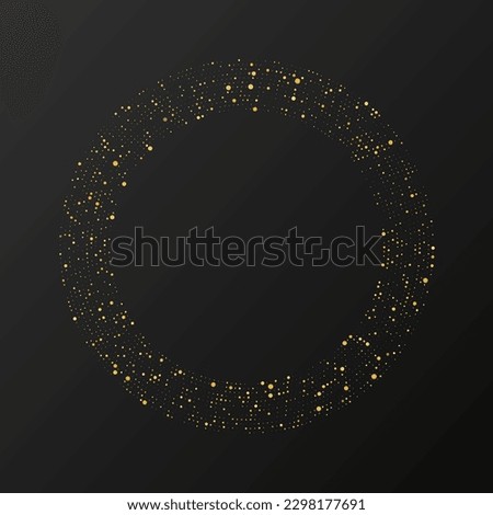 Abstract gold glowing halftone dotted background. Gold glitter pattern in circle form. Circle halftone dots. Vector illustration