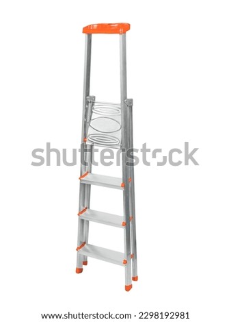Aluminum metal step ladder isolated white background isolated  Royalty-Free Stock Photo #2298192981