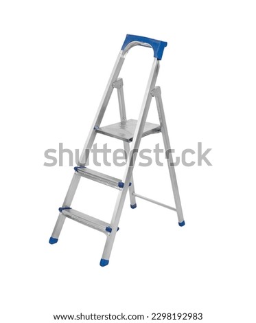 Aluminum metal step ladder isolated white background isolated Royalty-Free Stock Photo #2298192983