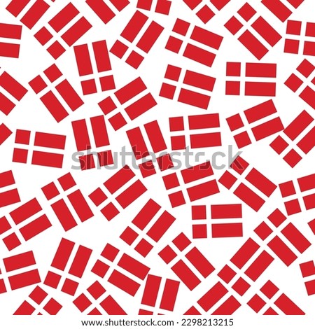 Bright seamless pattern with flag of  of Denmark. Happy Denmark day background. Bright illustration with white background. Vector. Royalty-Free Stock Photo #2298213215