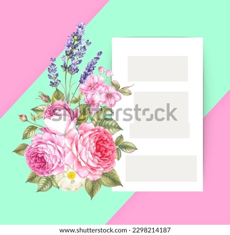 Watercolor floral frame. hand drawn elegant flower