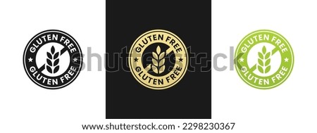 Best gluten free label or gluten free stamp vector isolated in flat style. Gluten free label vector for product packaging design element. Simple gluten free stamp for packaging design element. Royalty-Free Stock Photo #2298230367