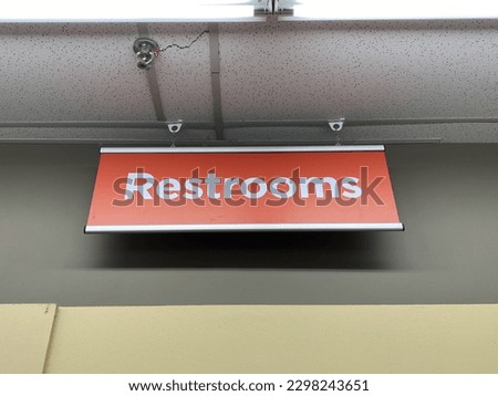 Restrooms signage in a store interior in Ottawa Ontario Canada.