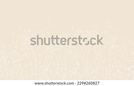 Vector illustration with wild and dry herbs. Pastel tones. Panoramic horizontal seamless pattern. Meadow herbs for wallpaper, card, border, banner or your other design. Engraving.
