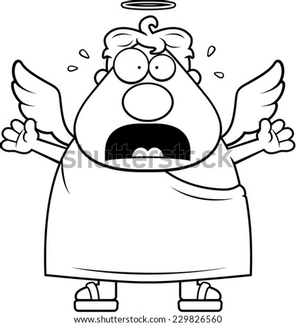 A cartoon illustration of an angel panicking.