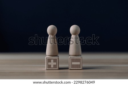 block people Show plus and minus symbols. The concept of opposites, decisions, and uncertainty. Positive or Negative Business Choices Analysis of Advantages and disadvantages Comparison Royalty-Free Stock Photo #2298276049
