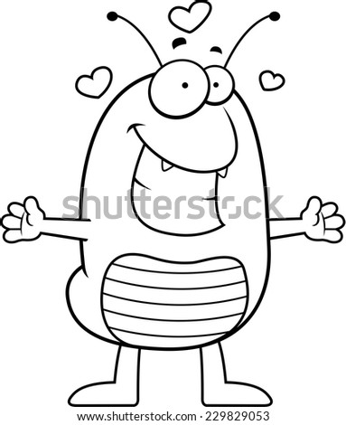 A cartoon illustration of a flea ready to give a hug.