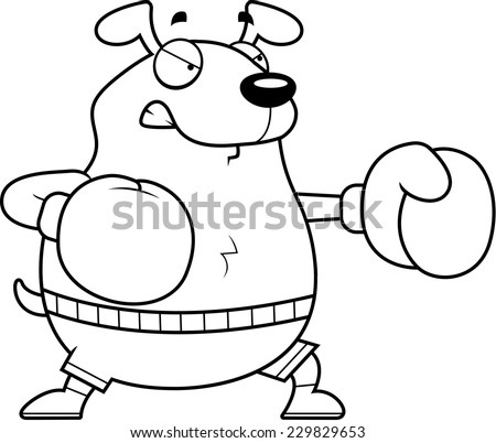A cartoon illustration of a dog punching with boxing gloves.