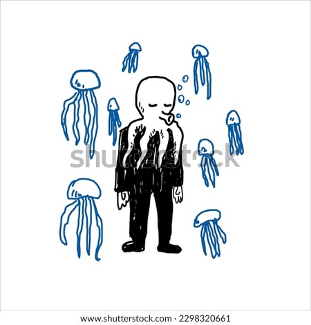 jellyfish and octopus fun vector doodle