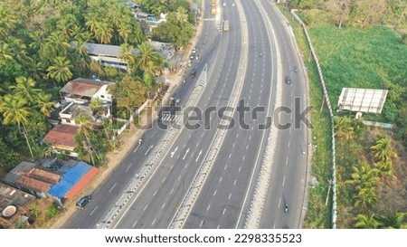 Aerial view of newly constructed National Highway located at Mannuthy, Kerala, India