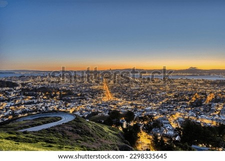 The skyline of San Francisco in California before sunrise