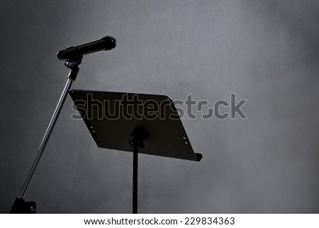 blank recording studio with microphone and text space