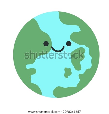 Earth drawing. Cute cartoon Earth Day clip art illustration.