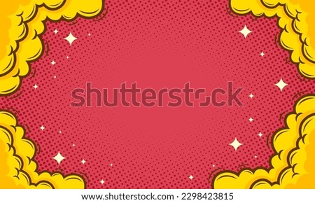 Blank comic cartoon pop art background with cloud and star illustration Royalty-Free Stock Photo #2298423815
