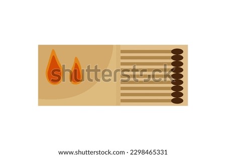 Matches box carton illustration isolated on white background. Fire making equipment.