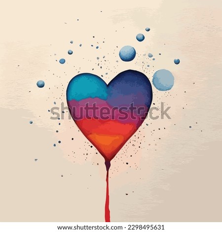 Drawing vector heart art, Colorful love shape, love invitation card