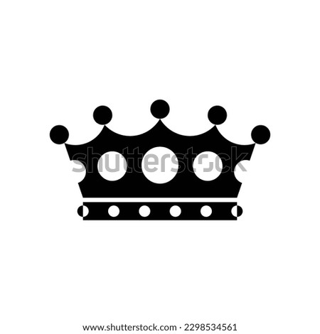 King crown silhouette icon on white background. Emblem and Royal symbols. Vector Illustration. 
