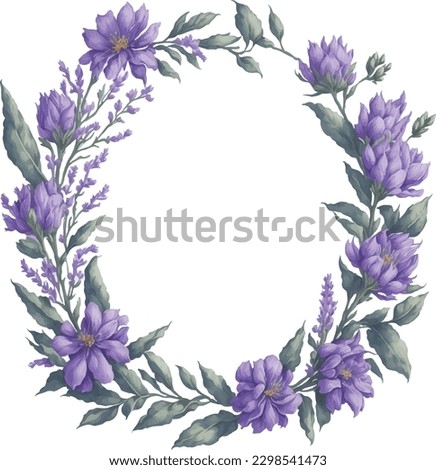 watercolor illustration of spring Purple Buttercup flower frame isolated