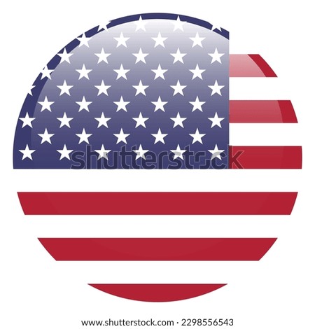 The American flag. The United States. Round flag. Icon design. Computer illustration. Digital illustration. Vector illustration.