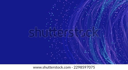 Background for a presentation on big data. Lots of dots and fibers on a blue background. Copy space Royalty-Free Stock Photo #2298597075