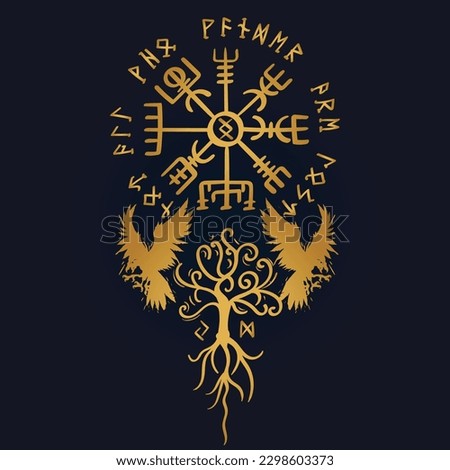 Gold Tree of Life , Yggdrasil vector