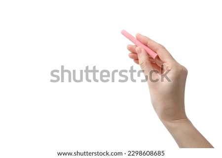 Hand with chalk isolated on white background, PNG