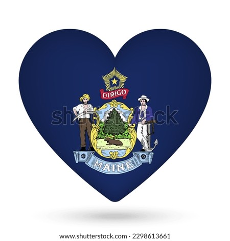 Maine flag in heart shape. Vector illustration.