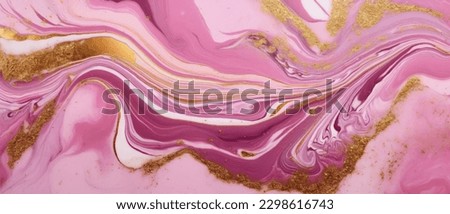 Pink gold abstract background of marble liquid ink art painting on paper . Image of original artwork watercolor alcohol ink paint on high quality paper texture
