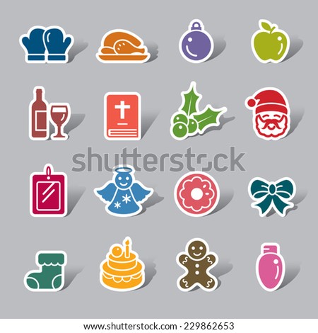 Christmas Element Color Icon Label