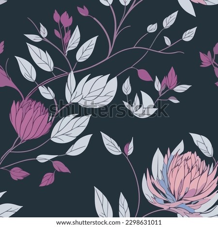 flower and leaves seamless vector pattern vector background