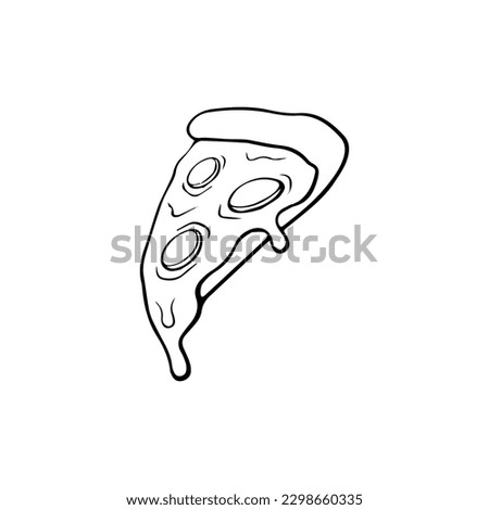 Pizza slice line icon. Pizza flat line icon. Pizza slice with pepperoni flat icon for apps and websites. Vector thin sign of italian fast food cafe logo. Pizzeria illustration.  Royalty-Free Stock Photo #2298660335