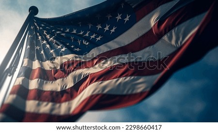 National flag day. America. United States of America. Bright, festive stylized illustration. Greeting card. national flag day.  Royalty-Free Stock Photo #2298660417