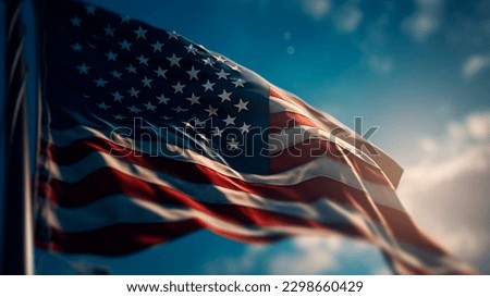 National flag day. America. United States of America. Bright, festive stylized illustration. Greeting card. national flag day.  Royalty-Free Stock Photo #2298660429