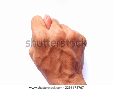 Clamp finger symbol isolated on white background. The pinched thumb symbol or manu fica is a symbol that the ancient Romans believed to drive away evil spirits as part of the lemura ceremony.