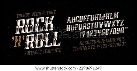 Trendy Old School tattoo vintage type font vector template. Traditional tattoo and rock style font. Tattoo Alphabet. Hipster style type font for tattoo studio and barbershop or pub design
 Royalty-Free Stock Photo #2298691249
