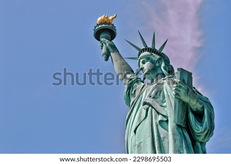Closeup of the Statue of Liberty in New York
