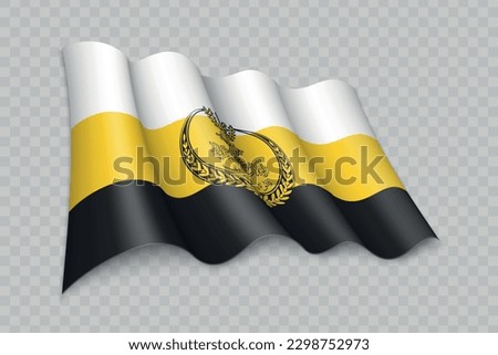 3D Realistic waving Flag of Perak is a state of Malaysia on transparent background