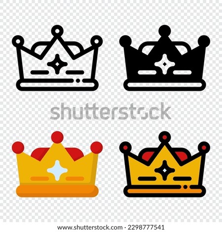 Crown icon set. Colorful cartoon crown icon. Crown sign collection. Crown logo. Vector illustration