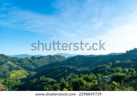 beautiful mountain hill layer with blue sky at Chiang Rai in Thailand Royalty-Free Stock Photo #2298849729