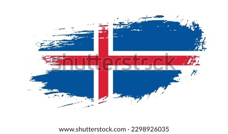 Free hand drawn grunge flag of Iceland on isolated white background