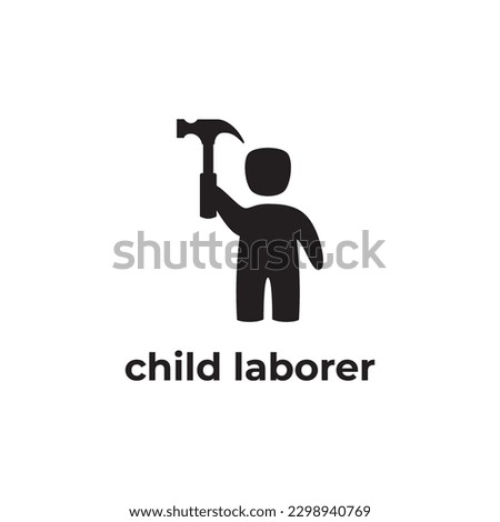 simple black child laborer icon design template