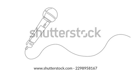 Microphone.Public horn speaker.Continuous line drawing.Vector illustration .
