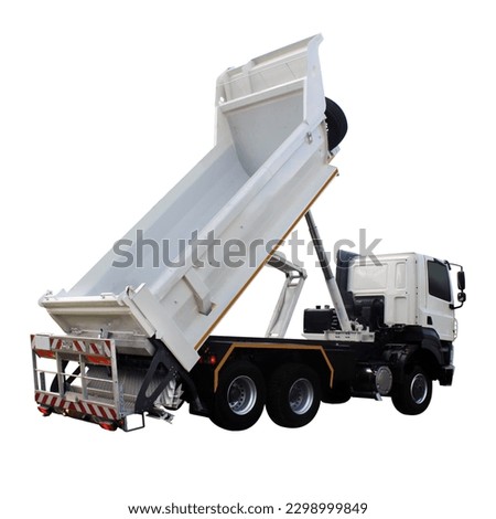 truck and white dump truck on an isolated white background Illustration 3D Royalty-Free Stock Photo #2298999849