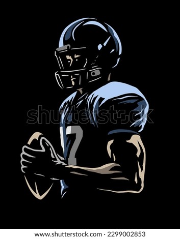 American football player on a black background.