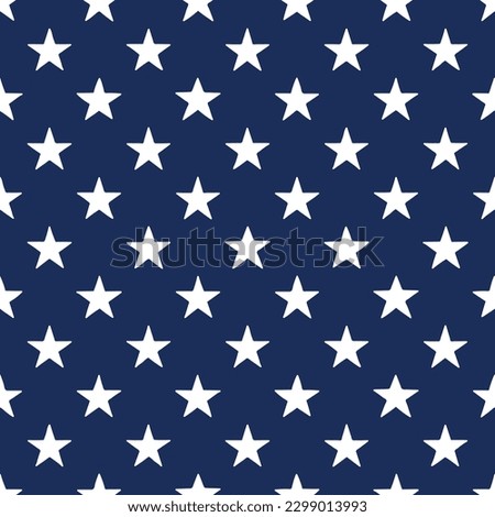 Hand drawn white stars on a dark blue background seamless pattern